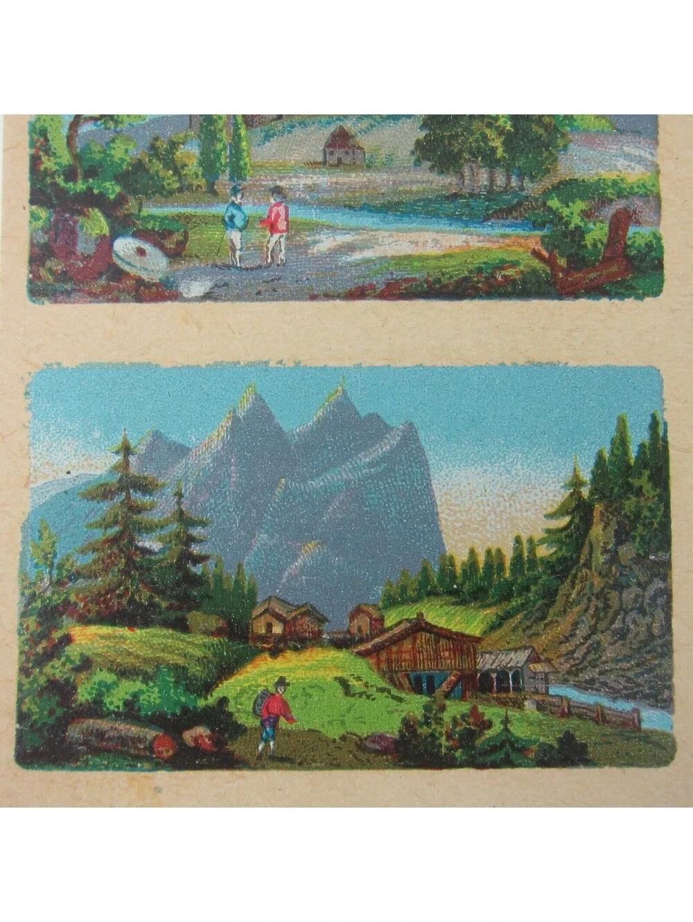 Antique Lithograph Print Samples Lot Mini Landscapes Towns Villages People RARE